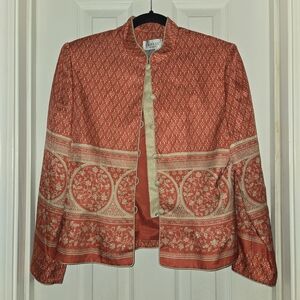 Vintage 100% Silk Orange Jacket Top with Gold Detailing - Papell